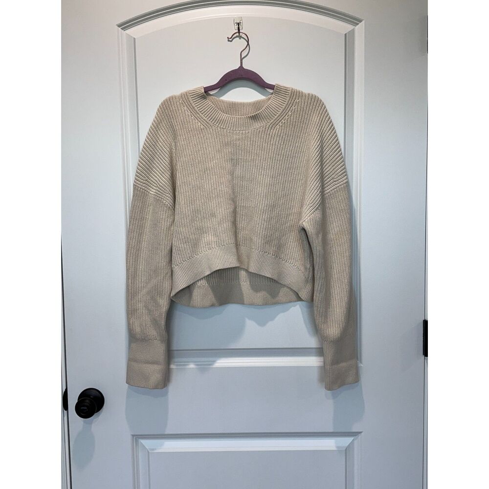 COS Cropped Knit Sweater Cream Size Small